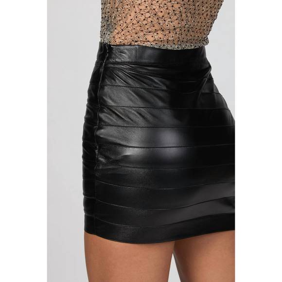 NEW ZEYNEP ARCAY layered mini leather skirt in black - Picture 5 of 5